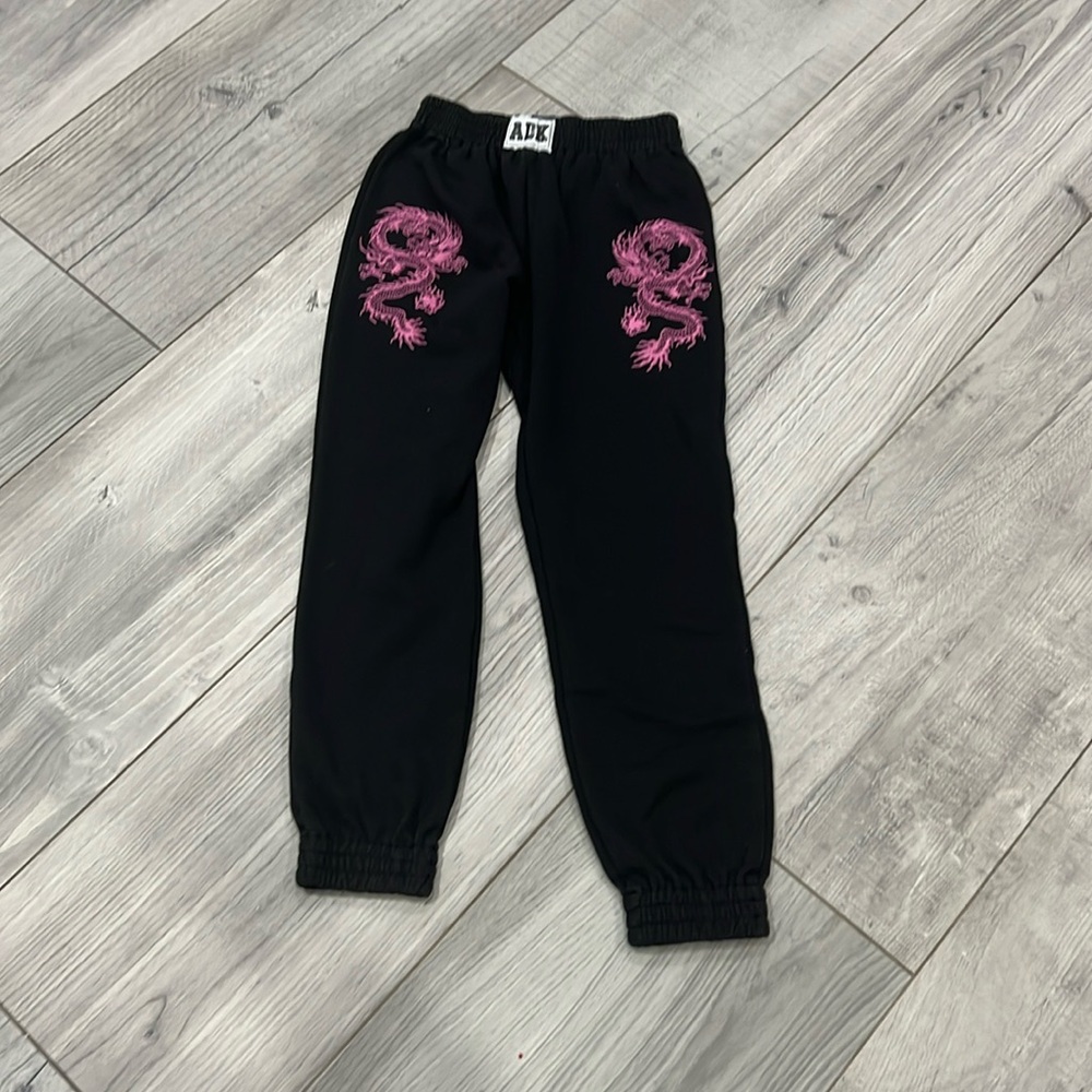 Black and pink dragon sweatpants